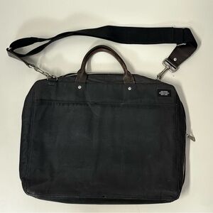 JACK SPADE warren street new york black canvas laptop bag with leather handles.